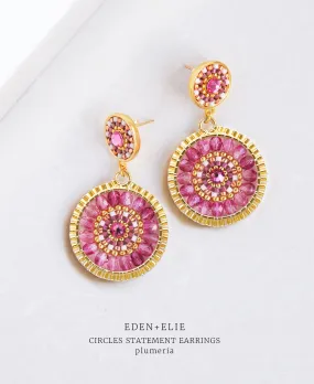 EDEN   ELIE Double Circle Statement Drop Earrings - plumeria pink