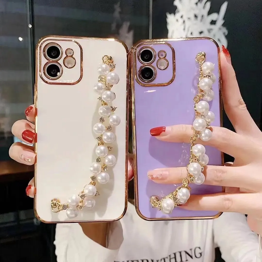 Electroplated Pearl Bracelet All-inclusive Soft Case Mobile Phone Protective Case