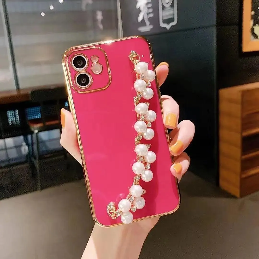 Electroplated Pearl Bracelet All-inclusive Soft Case Mobile Phone Protective Case