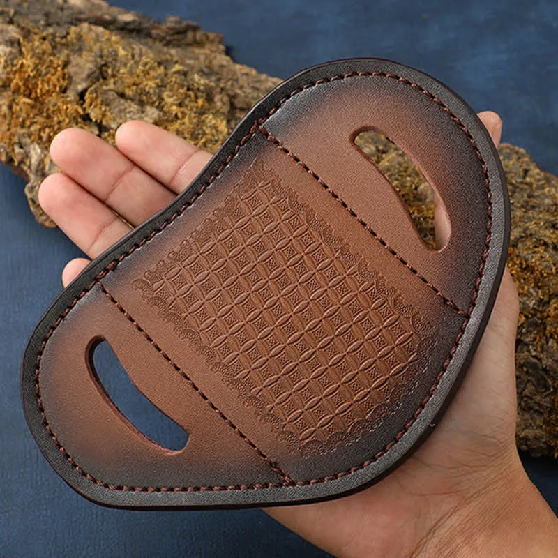 Embossed Weave Pattern Folding Knife Sheath Leather Belt Bag