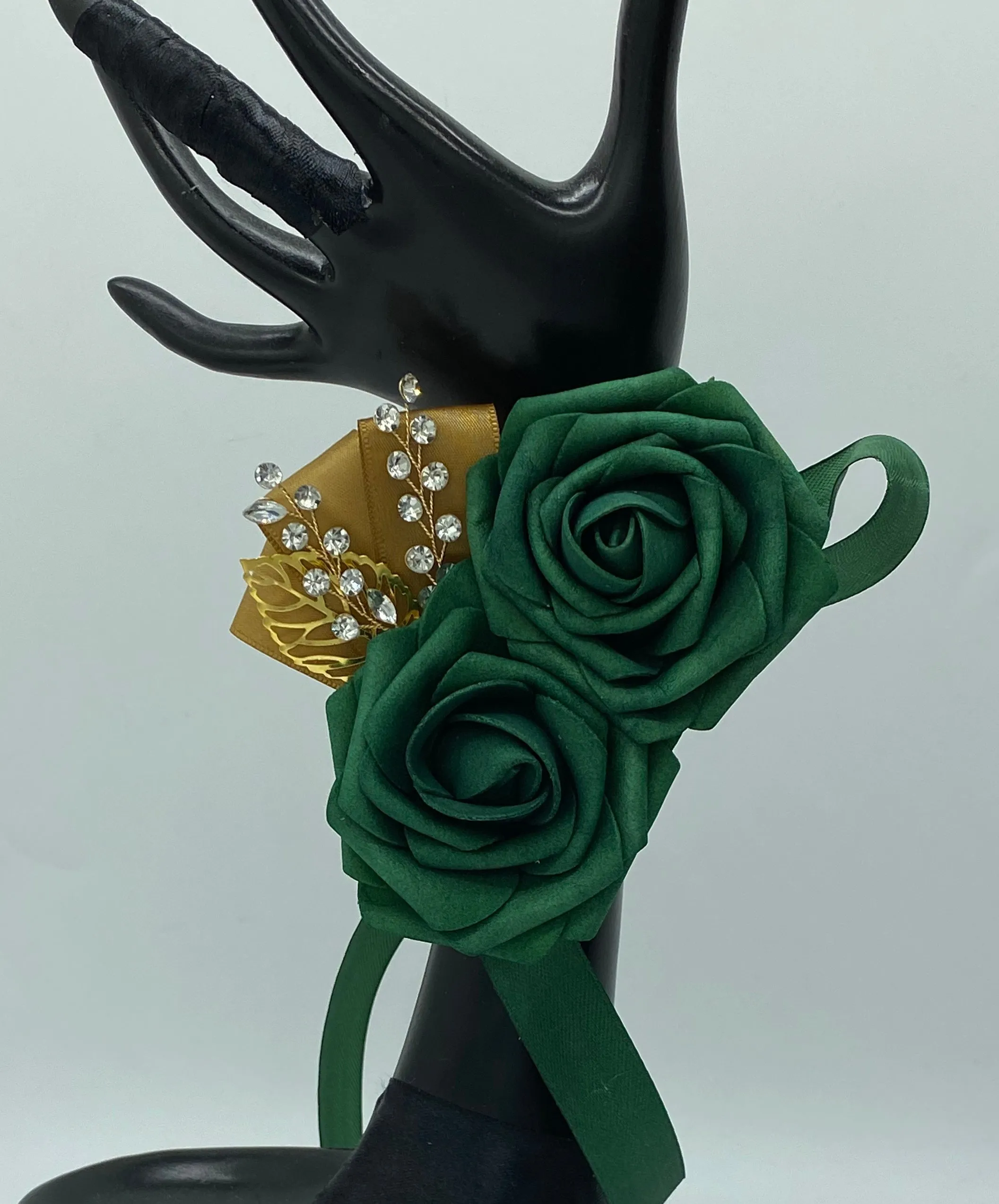 Emerald Green ~ Customized Boutonniere l Lapel Pin l Wrist Corsage l Real Touch Roses l Prom l Formal BOUT-040