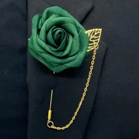 Emerald Green ~ Customized Boutonniere l Lapel Pin l Wrist Corsage l Real Touch Roses l Prom l Formal BOUT-040