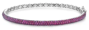 ESTATE 5.0CT AAA RUBY 18KT WHITE GOLD 3D CLASSIC MULTI ROW CUFF BANGLE BRACELET