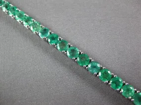 ESTATE LARGE 12.13CT AAA EMERALD 18KT WHITE GOLD 3D ROUND TENNIS BRACELET