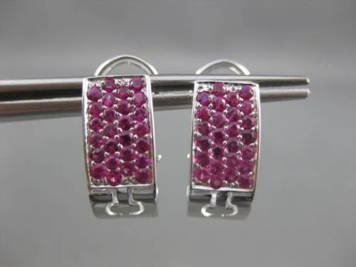 ESTATE WIDE 1.80CT AAA PINK SAPPHIRE 14KT WHITE GOLD PAVE CLIP ON EARRINGS