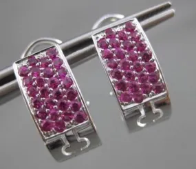 ESTATE WIDE 1.80CT AAA PINK SAPPHIRE 14KT WHITE GOLD PAVE CLIP ON EARRINGS