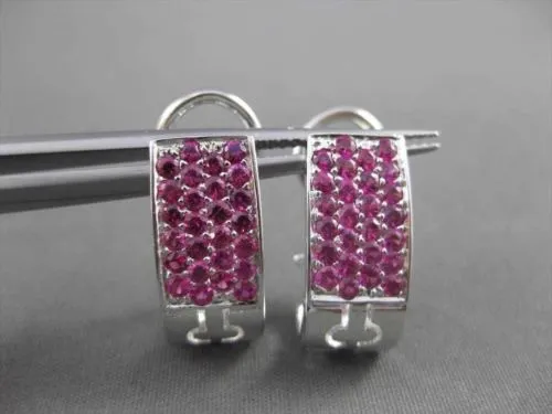 ESTATE WIDE 1.80CT AAA PINK SAPPHIRE 14KT WHITE GOLD PAVE CLIP ON EARRINGS