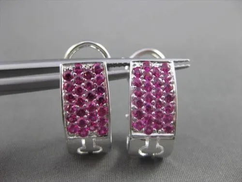 ESTATE WIDE 1.80CT AAA PINK SAPPHIRE 14KT WHITE GOLD PAVE CLIP ON EARRINGS