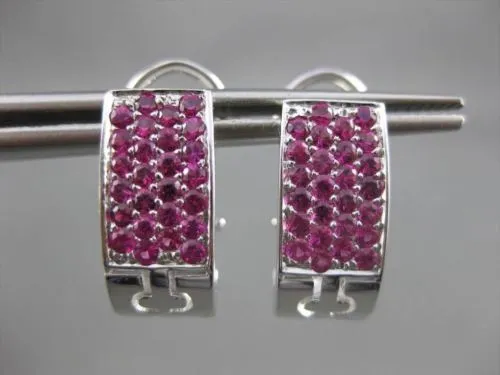 ESTATE WIDE 1.80CT AAA PINK SAPPHIRE 14KT WHITE GOLD PAVE CLIP ON EARRINGS