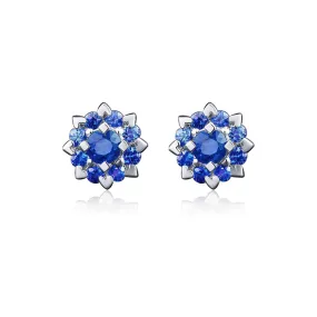 FANCIME Cluster Flower 14k White Gold Stud Earrings