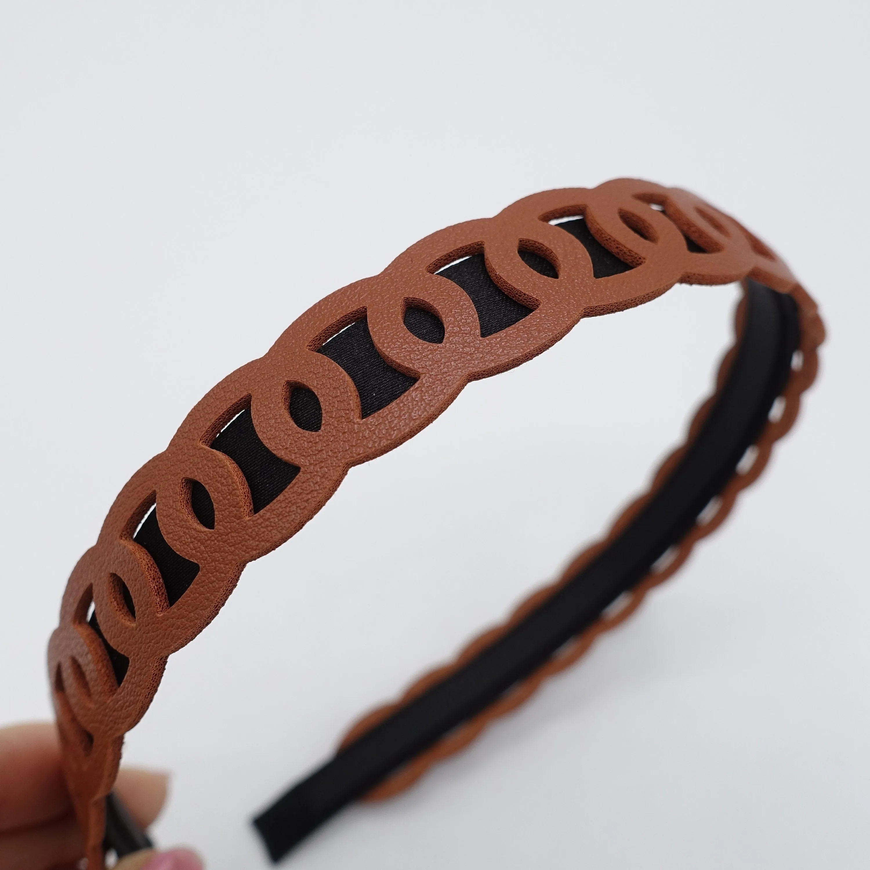 faux leather chain headband