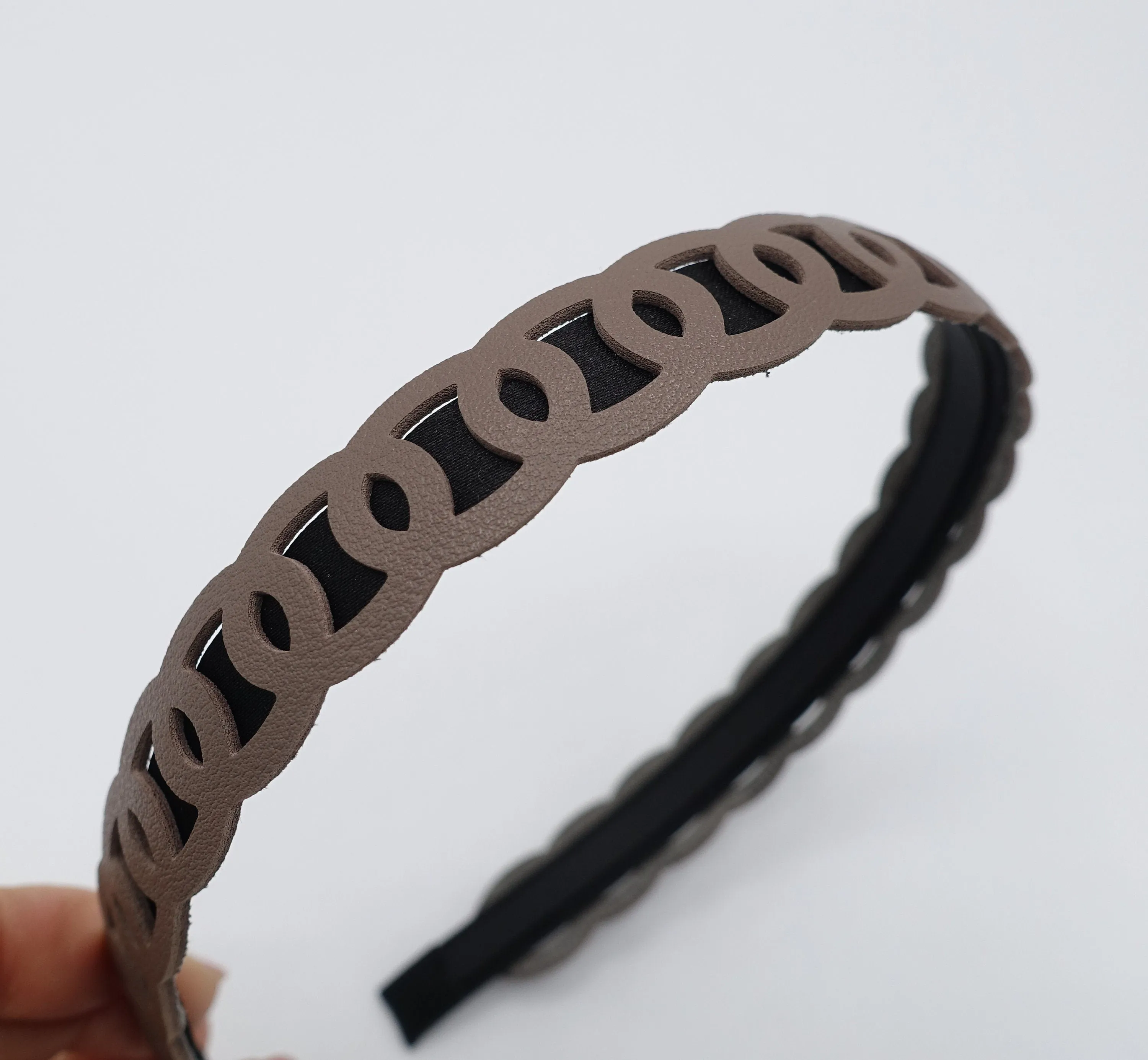 faux leather chain headband