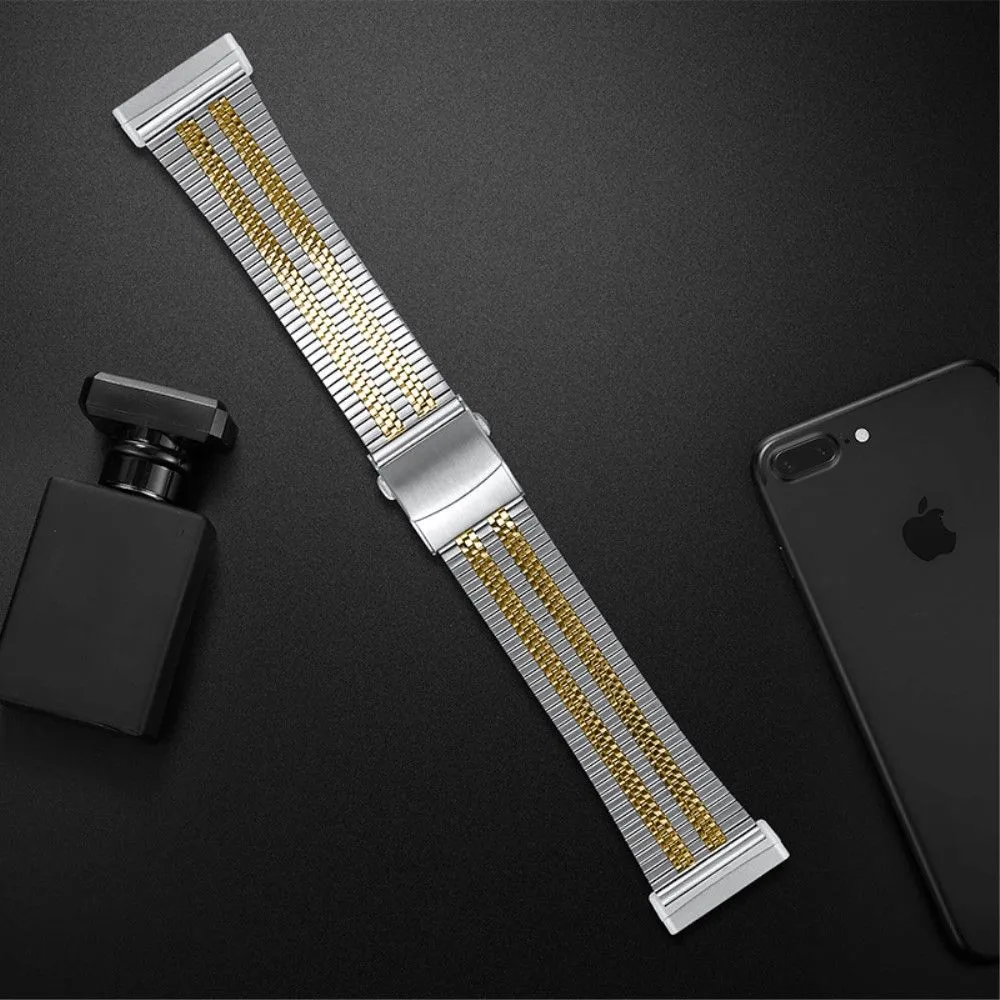 Fitbit Sense / Versa 5 bead stainless steel watch strap - Gold Splicing