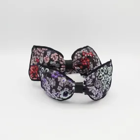 floral jacquard bow headband flower hairband for women