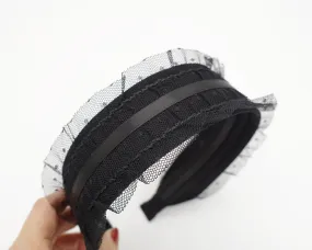 frill tulle satin strap headband