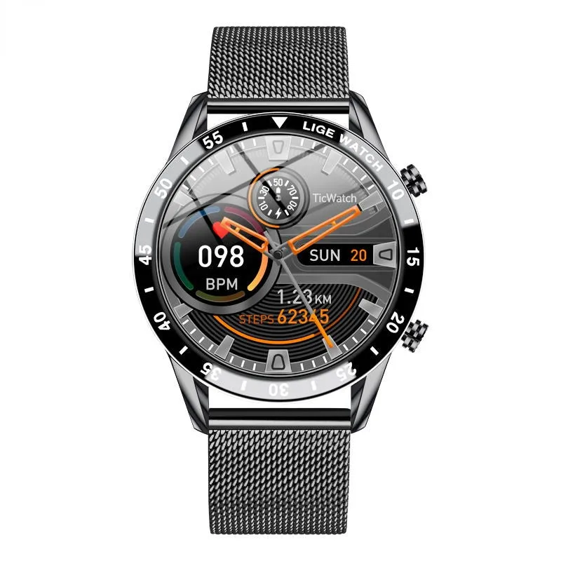 Full Circle Touch Screen Steel Band Luxury Bluetooth Call Men Smart Watch Waterproof Sport Activity Fitness Watch Box