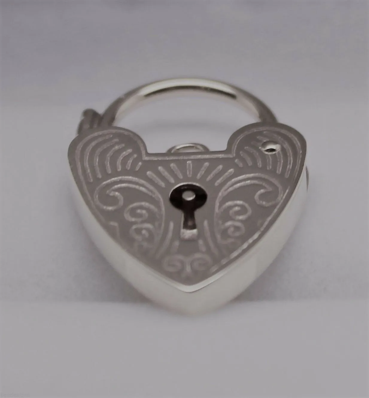 Genuine 15mm Sterling Silver 925 Engraved Heart Padlock Locket