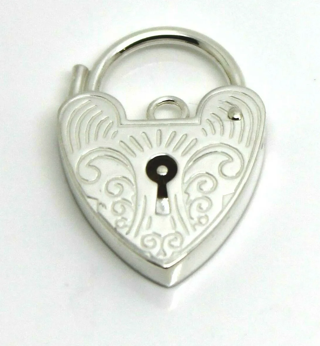 Genuine 15mm Sterling Silver 925 Engraved Heart Padlock Locket