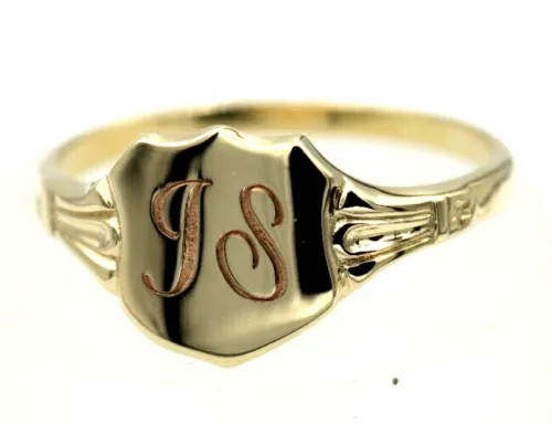 Genuine 9ct Solid Yellow, Rose or White Gold Large Signet Ring In Your Size P Plus Engraving 2 Initials