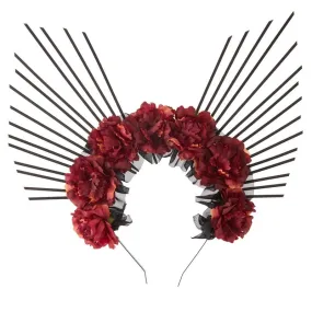 Goddess Spiked Halo Flower Crown Festival Headdress Headband - Black Spikes