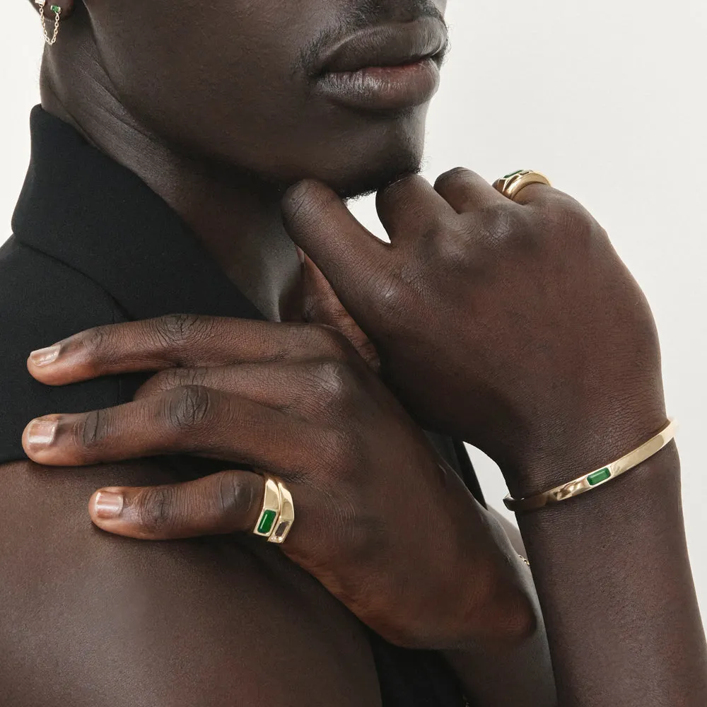 Green Agate Bangle in Gold