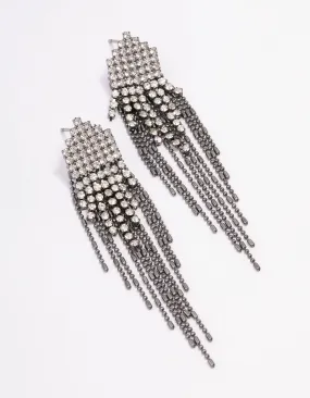 Gunmetal Chandelier Chain Drop Earrings