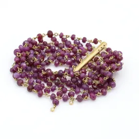 H. Stern Ruby Beads and Diamond Mesh Bracelet in 18k Yellow Gold