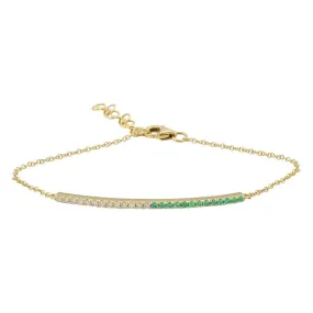 Half Diamond Half Gemstone Bar Charm Link Bracelet