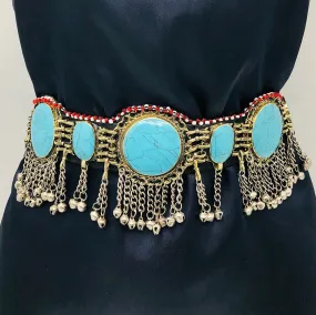 Handmade Kuchi Stones Belt With Silver Bells