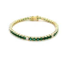 Ibiza Emerald Green   Clear CZ’s 4 Prong Tennis Bracelet