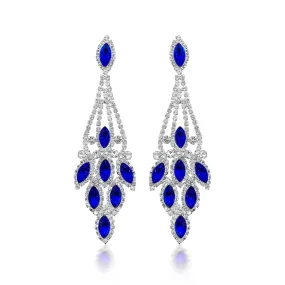 Indira - clear sapphire silver rhinestone earrings