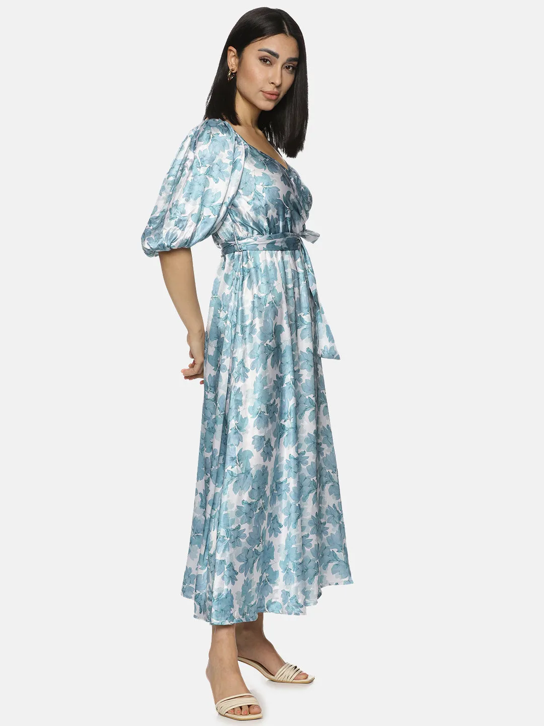 IS.U Floral Blue Wrap Midaxi Dress