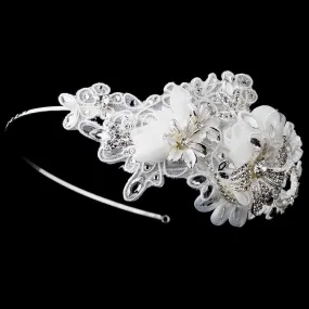 Ivory Side Accented Crystal Flower Headband