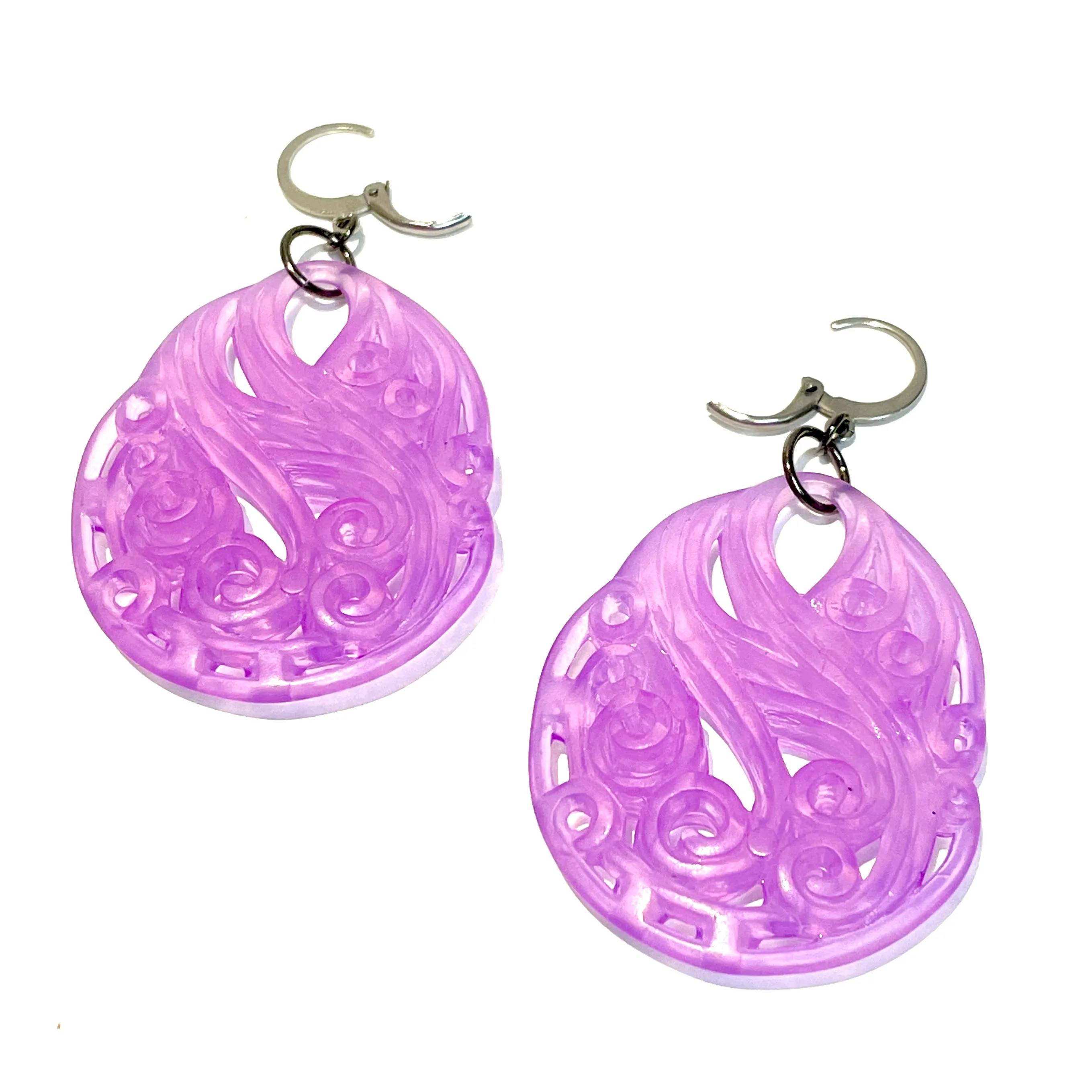 Lavender Paisley Teardrop Earrings