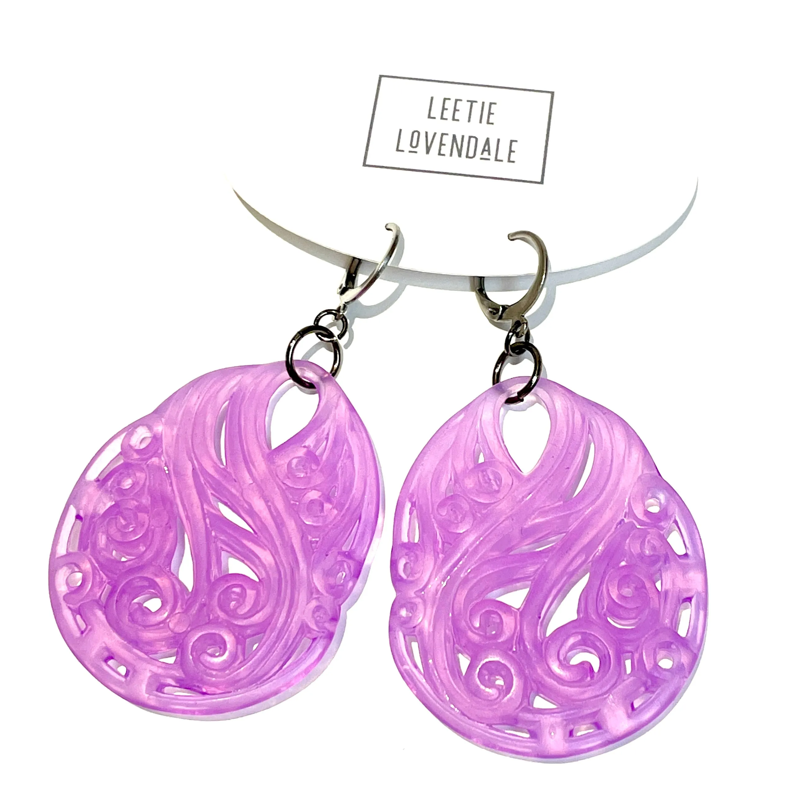 Lavender Paisley Teardrop Earrings