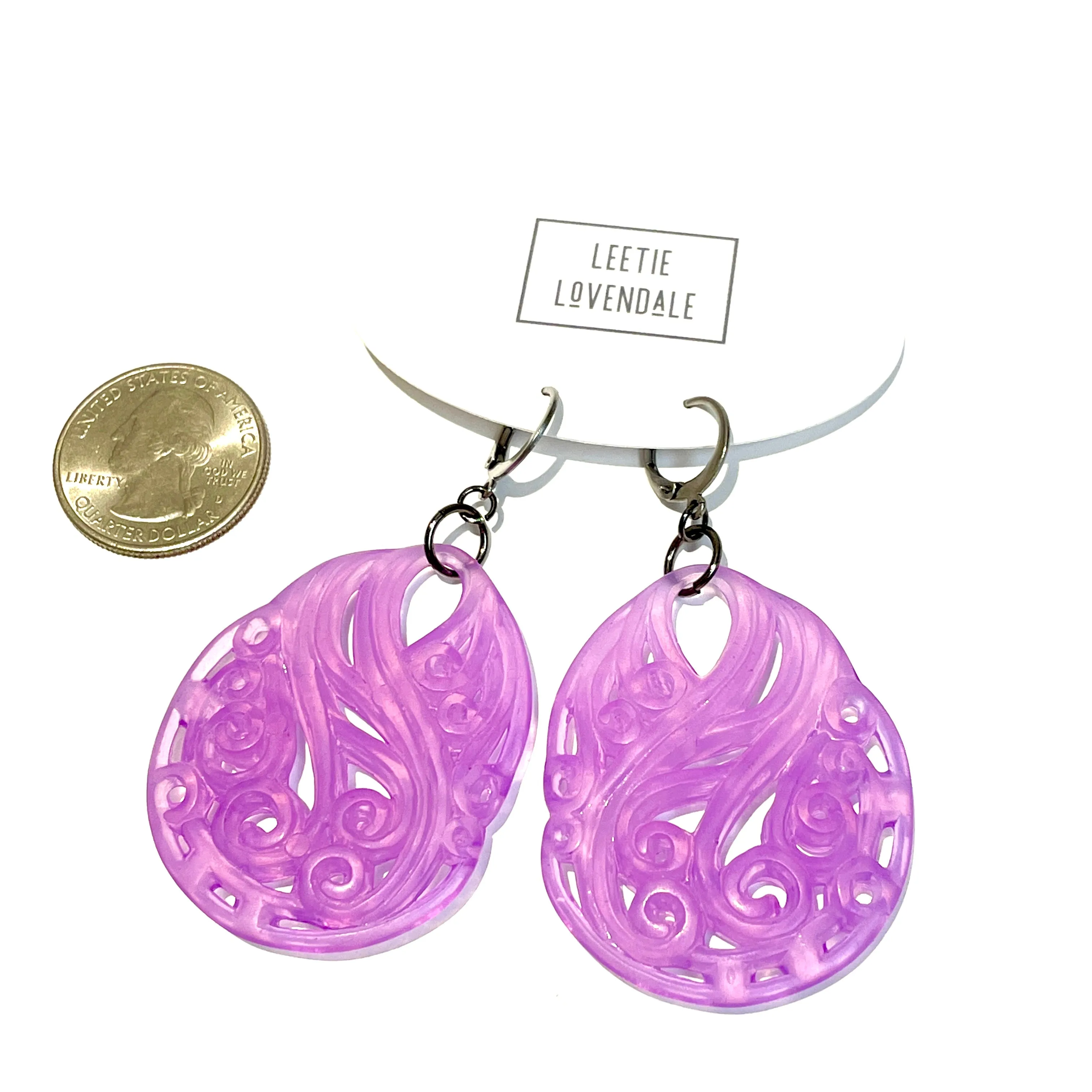 Lavender Paisley Teardrop Earrings