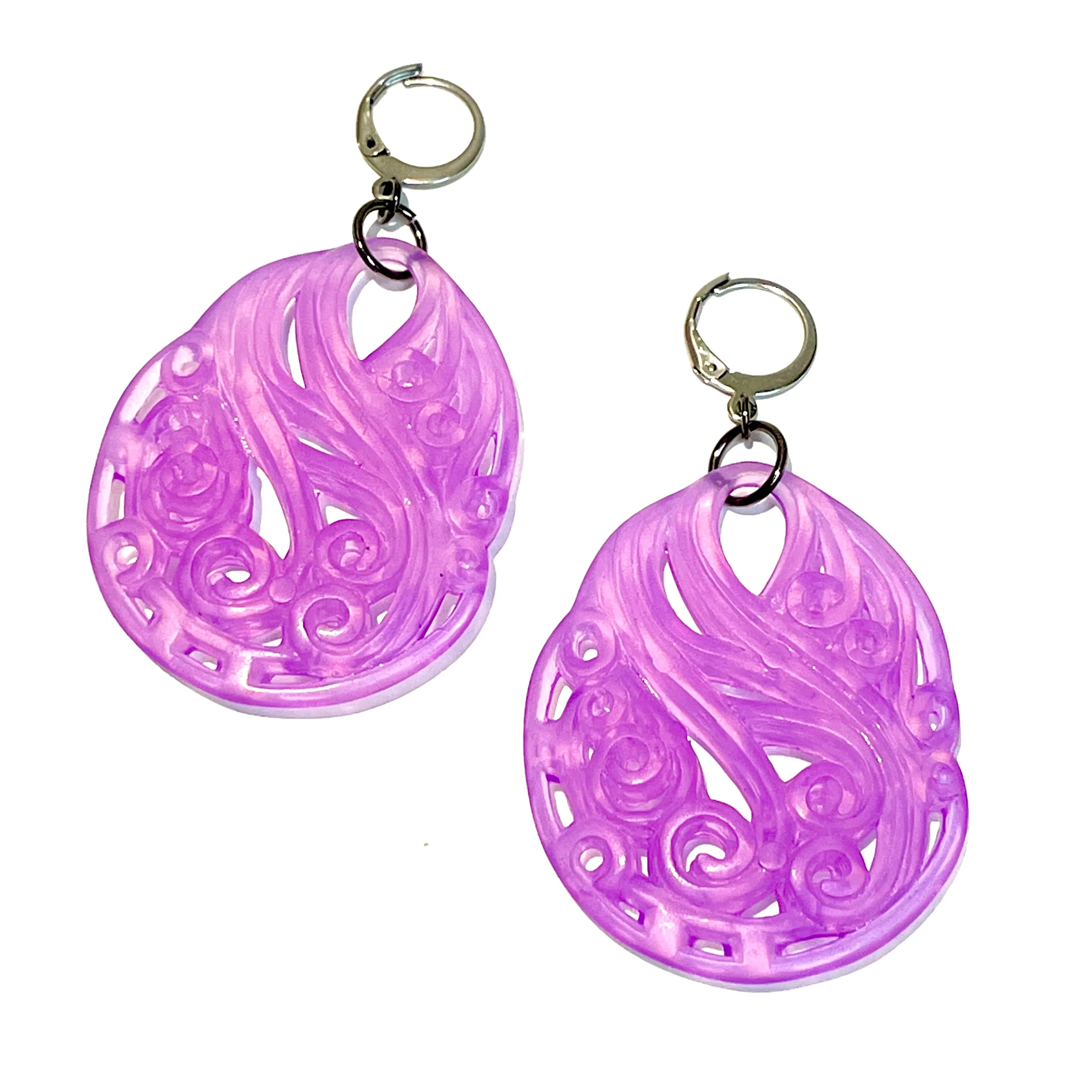 Lavender Paisley Teardrop Earrings