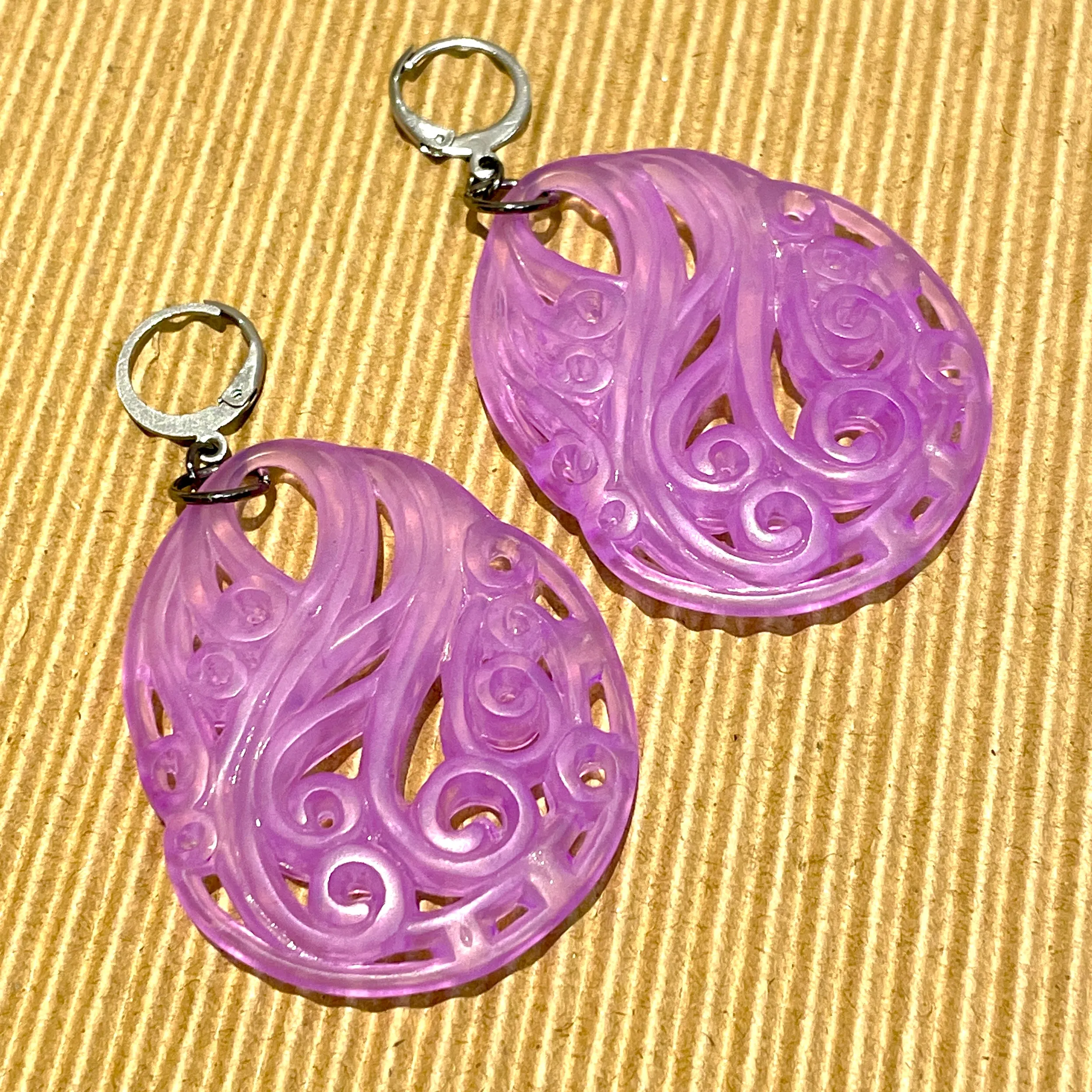 Lavender Paisley Teardrop Earrings