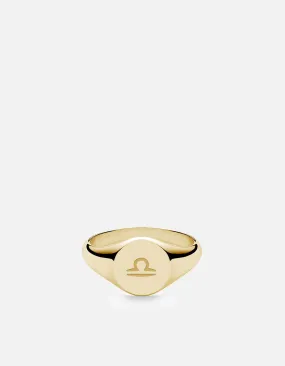 Libra Astro Signet Ring, 14k Gold