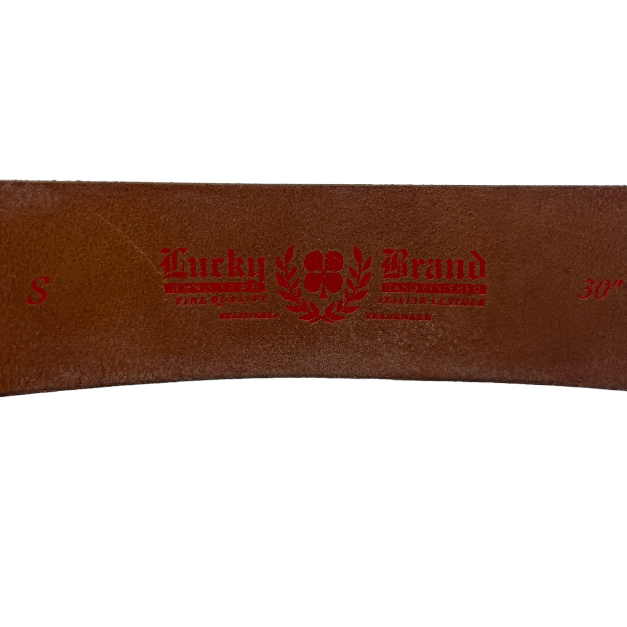 LUCKY BRAND Leather Belt with Bejeweled Flower Buckle - Rust