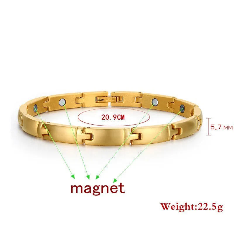 Magnet Bracelet Health Pulceras For Women 18K Gold Plated Stainless Steel Magnet Bracelet Men Jewelry