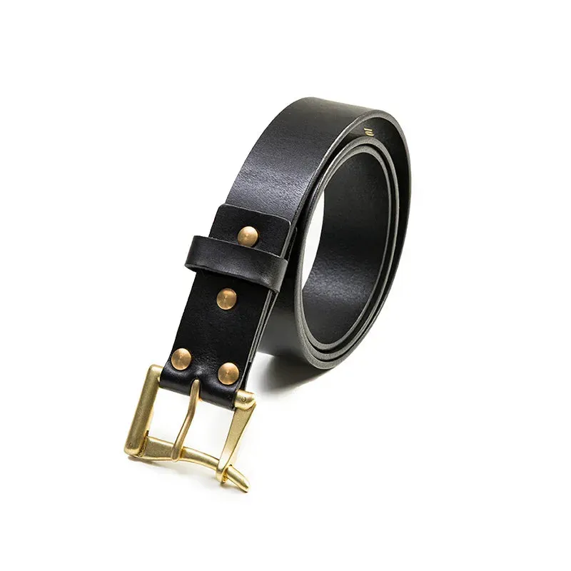 Men's Cow Leather Belt - Classic Retro Pin Buckle - High Quality Fireman Quick Release