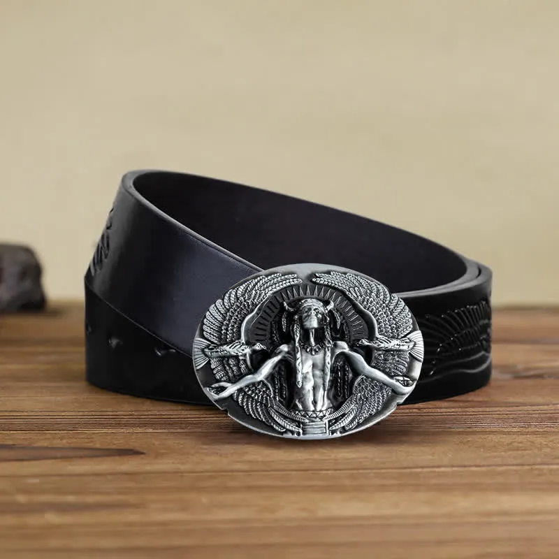 Men's DIY Indian Great Spirit Buckle Leather Belt