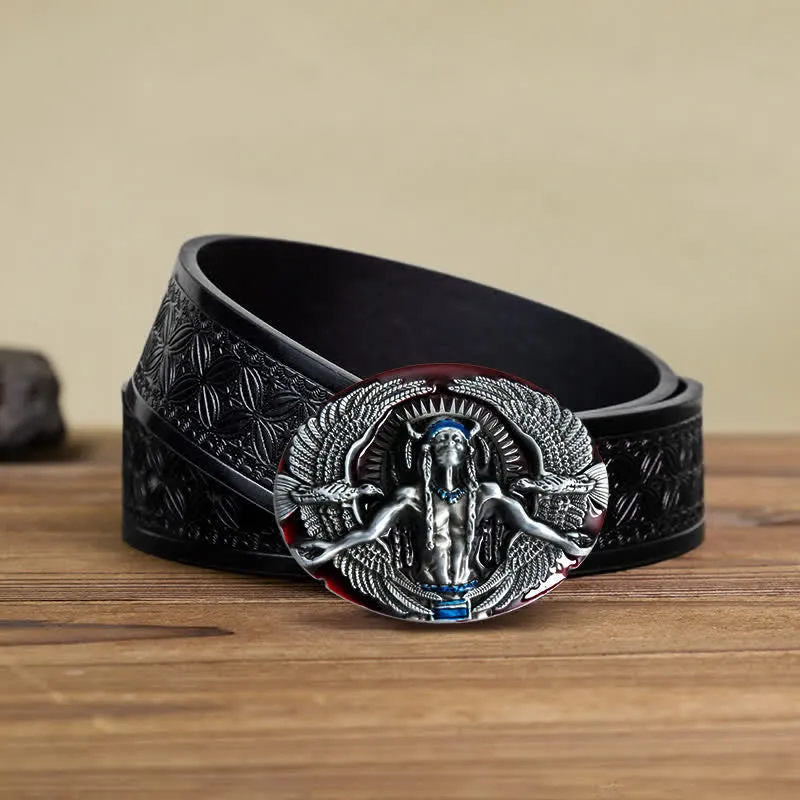 Men's DIY Indian Great Spirit Buckle Leather Belt