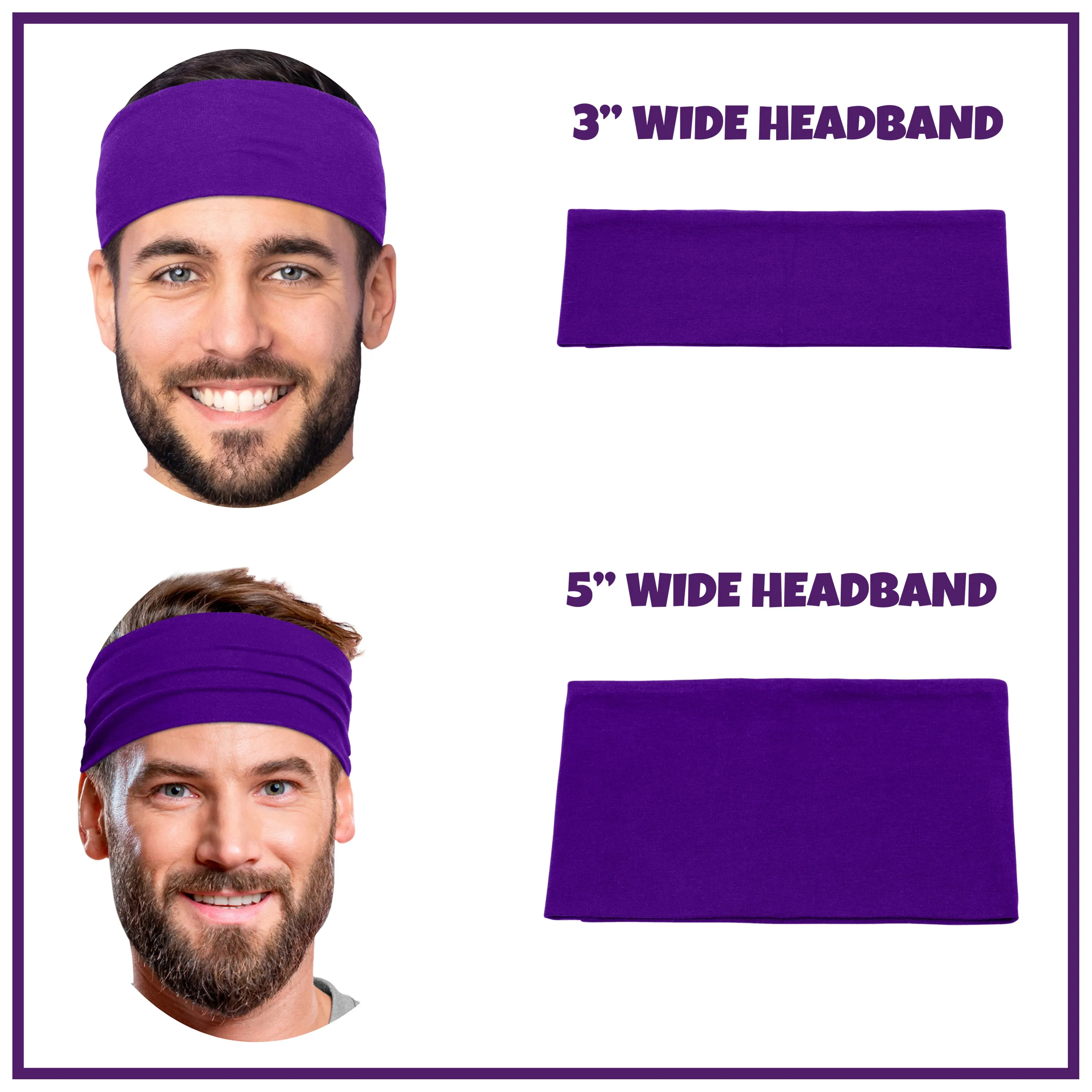 Men's Headbands Cotton Jersey 3" Wide Sports Fitness Yoga Made in the USA Forest