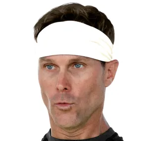 Men's Headbands Cotton Jersey 3" Wide Sports Fitness Yoga Made in the USA Ivory