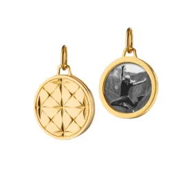 Monica Rich Kosann 18k Yellow Gold Small Round Mosaic Half Locket