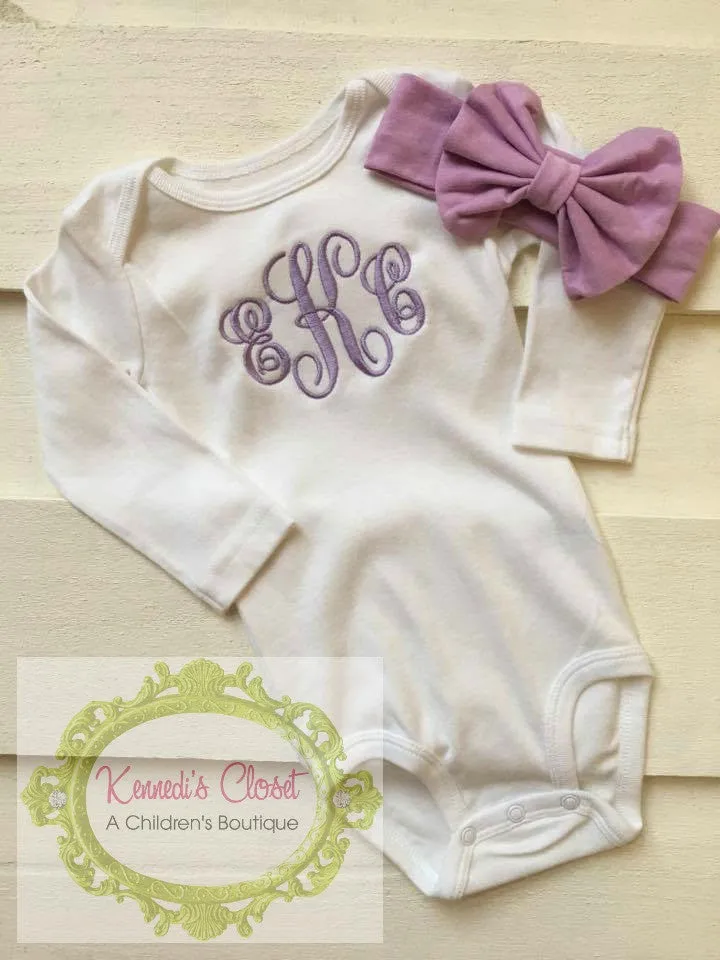 Monogrammed Onesie and Headband