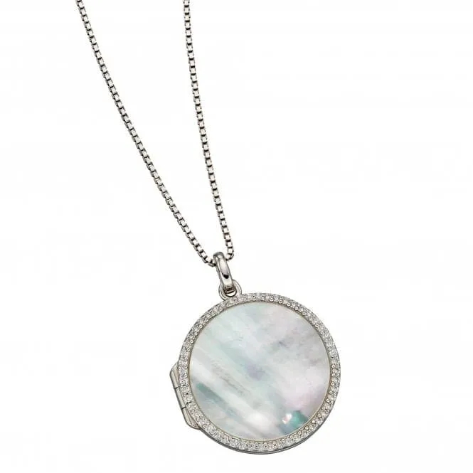 Mother Of Pearl Pave Locket Pendant P4897W