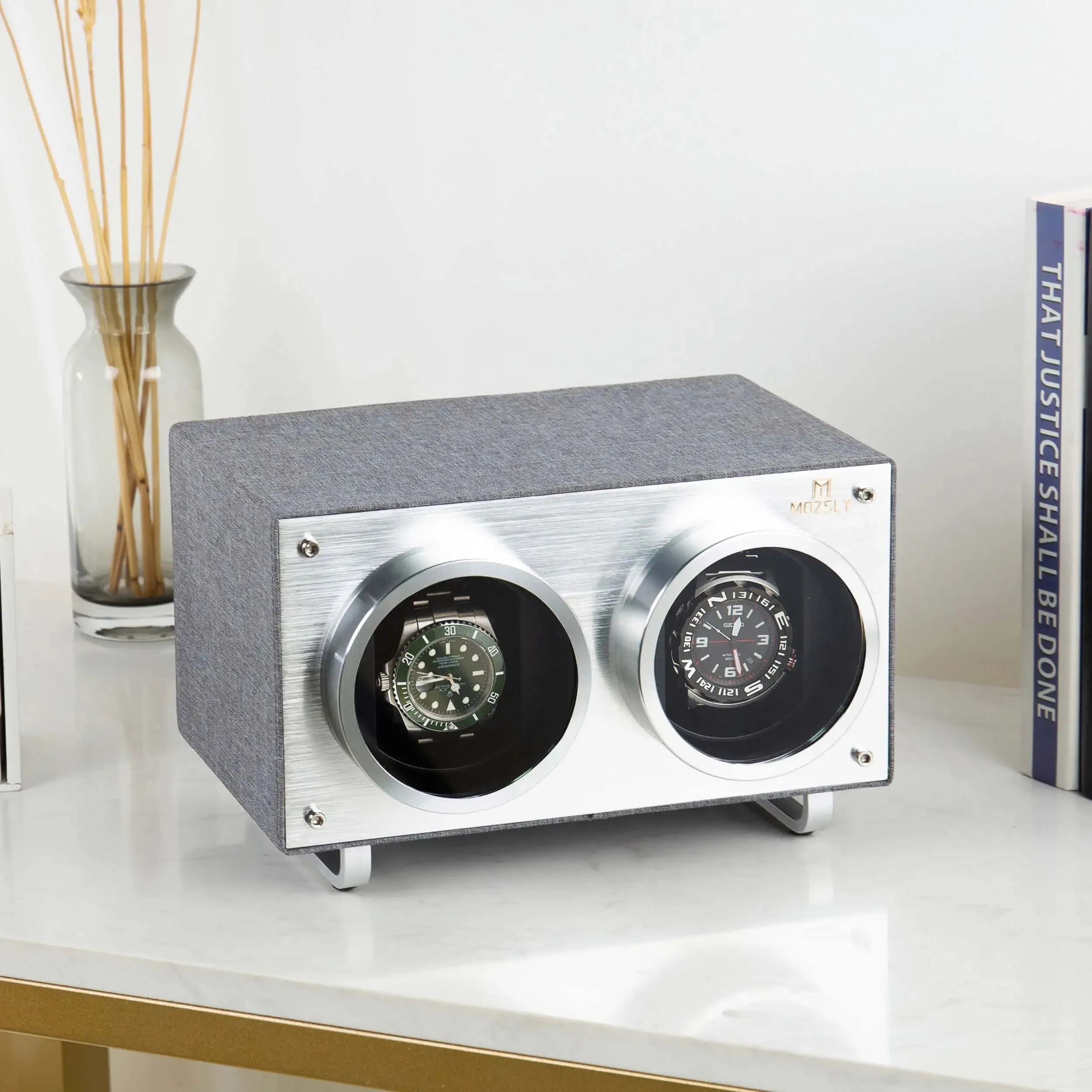 MOZSLY® Double Watch Winder - Gray  Polyester